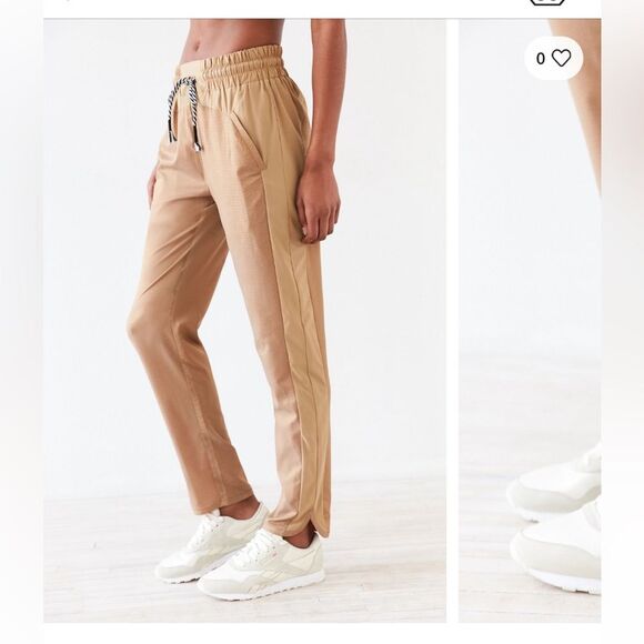 Without Walls Tan Drawstring Trouser Cropped Track Pant Size Small - Picture 1 of 11